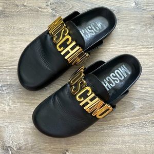 Moschino Black Logo Sabot Sandals